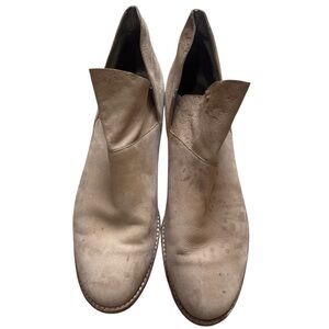 Eileen‎ Fisher Tan Suede Ankle Boots Distressed Block Heel Booties Size 10